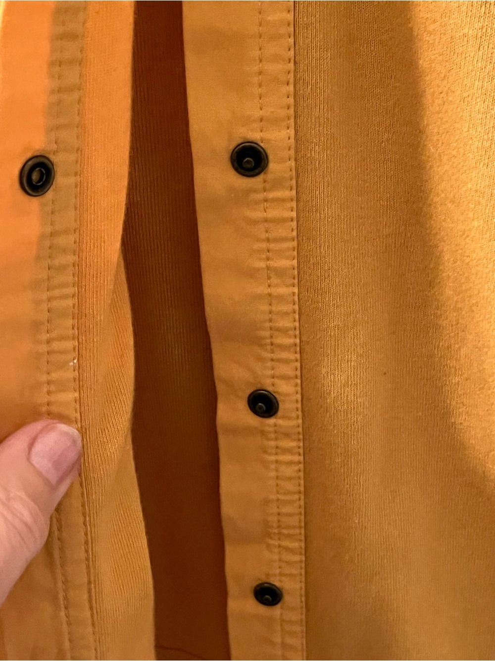 Style & Co. XL Mustard Gold Cotton blouse with snaps 3/4 length sleeves. - Picture 4 of 5
